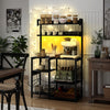 Kitchen Bakers Rack with Power Outlet 5-Tier Microwave Oven Stand with LED Lights-Black - Gallery View 1 of 10