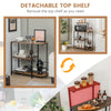 4-tier kitchen bakers rack in rustic brown showcasing the removable top shelf for customizable storage solutions.