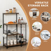 4-tier kitchen bakers rack in rustic brown with X-shaped structure and bottom rail, ideal for stable storage in any.