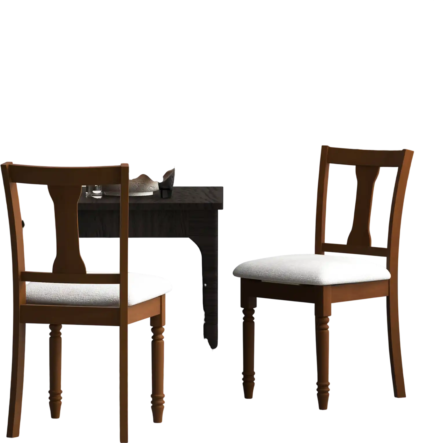 Costway Set of 2 Kitchen Dining Chairs Linen Fabric Storage Space Brown 61254397 New