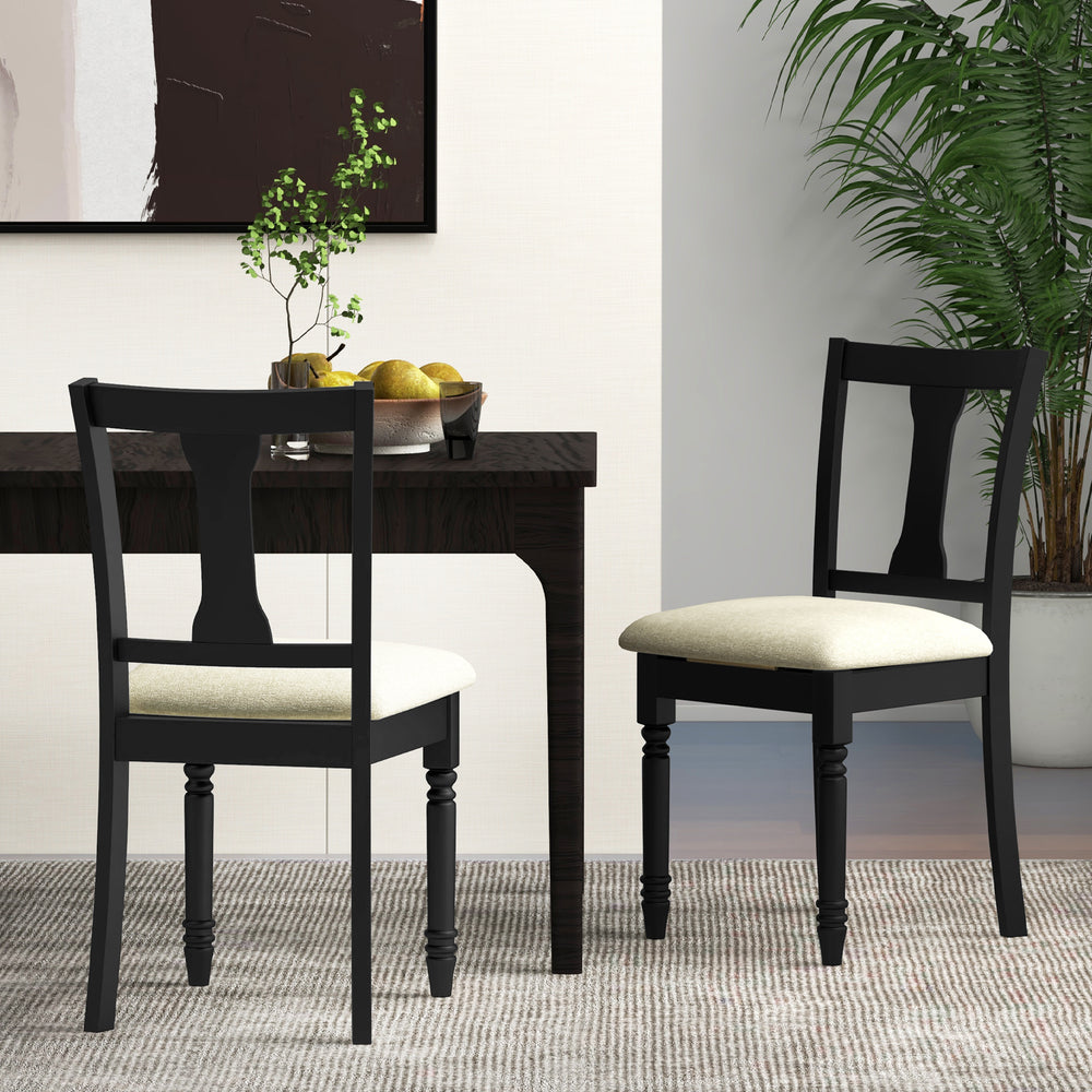 Set of 2 Kitchen Dining Chair with Linen Fabric and Storage Space-Black - Gallery View 1 of 8