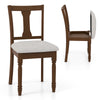 Brown kitchen dining chair with linen fabric, flip-up seat for storage, and sturdy acacia wood legs.
