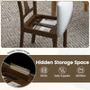 Kitchen dining chair with flip-up seat, brown acacia wood legs, and hidden storage for books and daily supplies.