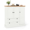 47.5-inch white kitchen storage cabinet showcasing a smooth surface and elegant wood-like texture on the countertop.