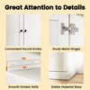 Close-up of sturdy metal hinges and smooth drawer rails on a 47.5-inch white kitchen storage cabinet for easy access.
