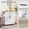 Rolling kitchen island cart in white with a wooden top, drawer, and 2-tier cabinet for organized storage and mobility.