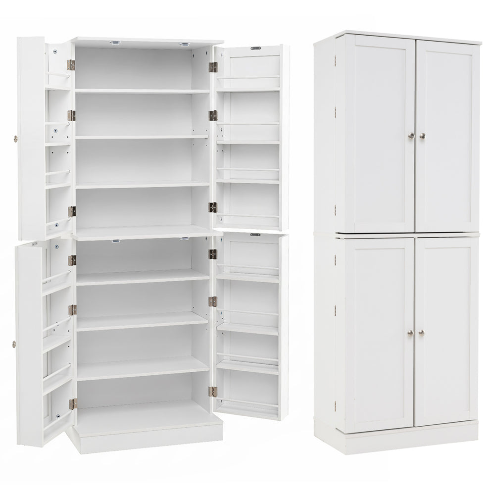 Kitchen Pantry Cabinet 65.5 Inch Freestanding Tall Buffet Cupboard-White - Gallery View 1 of 1