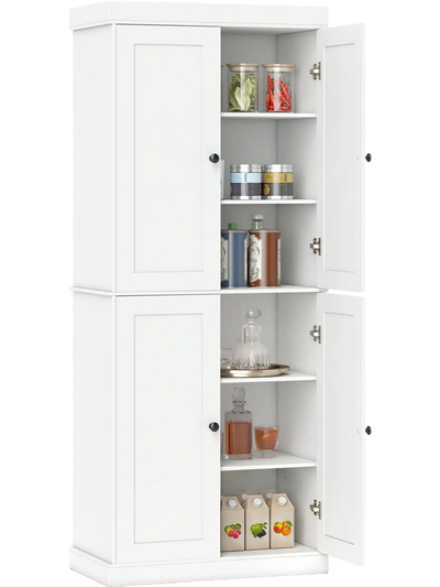 Costway Kitchen Pantry Storage Cabinet 4-Door Adjustable Shelves 27242754 New