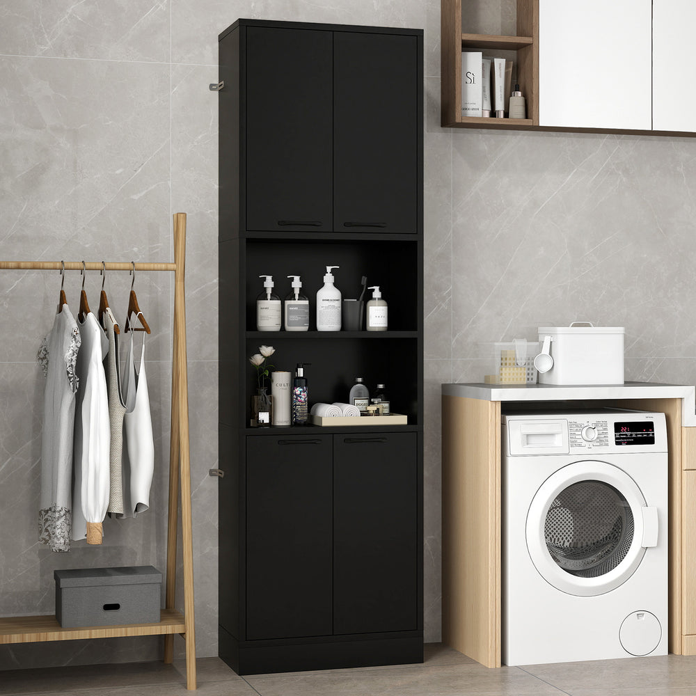 75 Inch Kitchen Pantry Cabinet Tall Cupboard with Doors and Shelves-Black - Gallery View 1 of 9