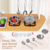 Toddler pretend play kitchen toy with stove, stainless steel cookware set, and realistic cooking features for.