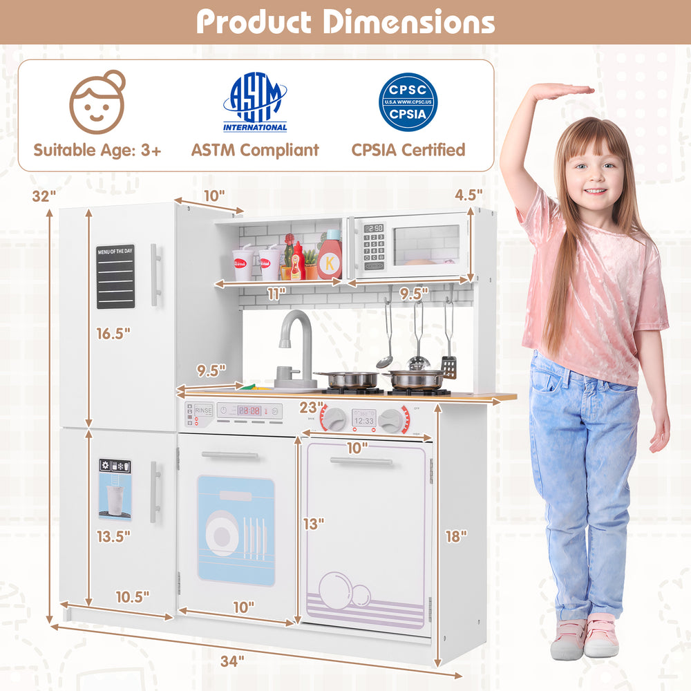Toddler pretend play kitchen toy with stove, removable sink, and realistic features for imaginative cooking fun.