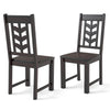 Rustic brown kitchen side dining chairs with rubber wood frame and leaf-inspired design, perfect for enhancing dining.