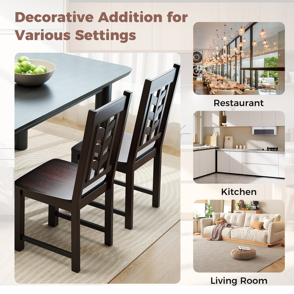 Rustic brown kitchen side dining chair set of 2 with ergonomic backrest, ideal for restaurants, kitchens, and living.