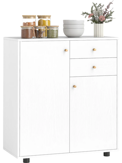 Costway Kitchen Sideboard Buffet Coffee Bar Cabinet 2 Drawers 2 Doors 3 Adjustable Shelves 69234747 New
