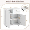 Dimensions of the white kitchen sideboard buffet cabinet with 2 drawers, 2 doors, and 3 adjustable shelves.