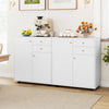 White kitchen sideboard buffet cabinet with a robust wooden structure and anti-slip pads for enhanced stability and.