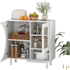 Kitchen sideboard with glass holder, white finish, ample storage for tableware and snacks, perfect for dining rooms.