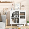 Kitchen sideboard with raised support feet, featuring a double row wine glass holder and ample storage for dining.