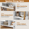 Kitchen storage cabinet with pull-out shelf, 2 doors, and wide countertop for organization and display in white finish.