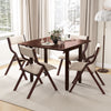 Expandable kitchen table set with two upholstered folding chairs, featuring solid rubber wood legs and soft-padded.