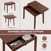Expandable dining table with hidden storage, suitable for 2-4 people, featuring solid rubber wood legs and foldable.