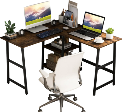 Costway L Shaped Corner Computer Desk with Storage Shelves 81059463 New