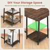 L-shaped corner computer desk in brown with detachable shelf, featuring sturdy metal construction for efficient storage.