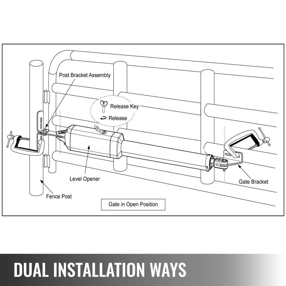 Vevor Dual Swing Automatic Gate Opener Kit 18' Long with Remote Control 880 Lbs Capacity 80W New