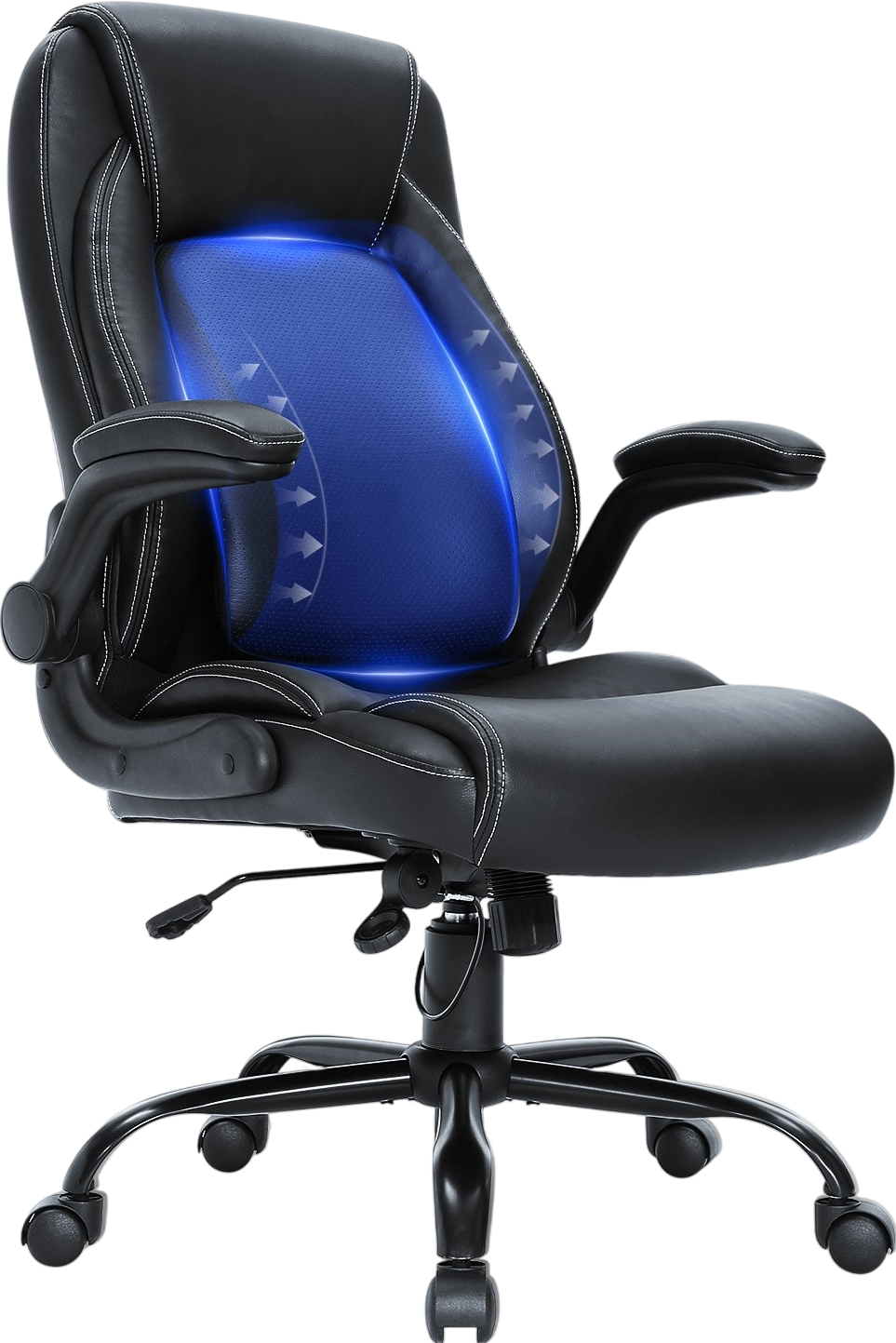 Vevor Executive Office Chair PU Leather with Adjustable Lumbar Support Flip-Up Arms and 300 Lbs Capacity New