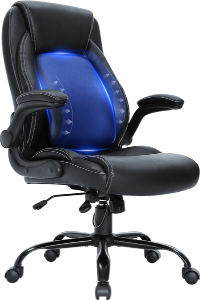 Vevor Executive Office Chair PU Leather with Adjustable Lumbar Support Flip-Up Arms and 300 Lbs Capacity New