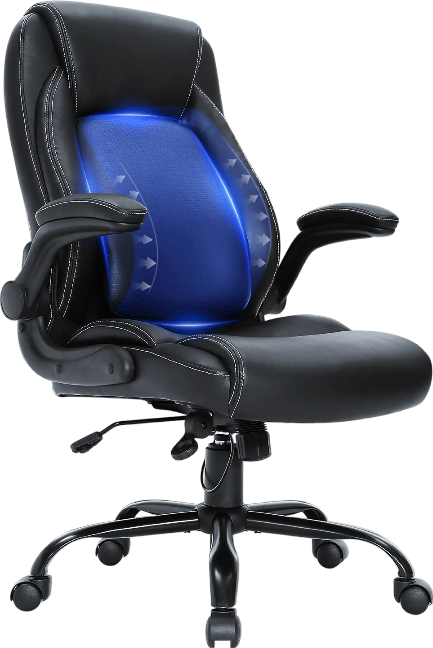 Vevor Executive Office Chair PU Leather with Adjustable Lumbar Support Flip-Up Arms and 300 Lbs Capacity New