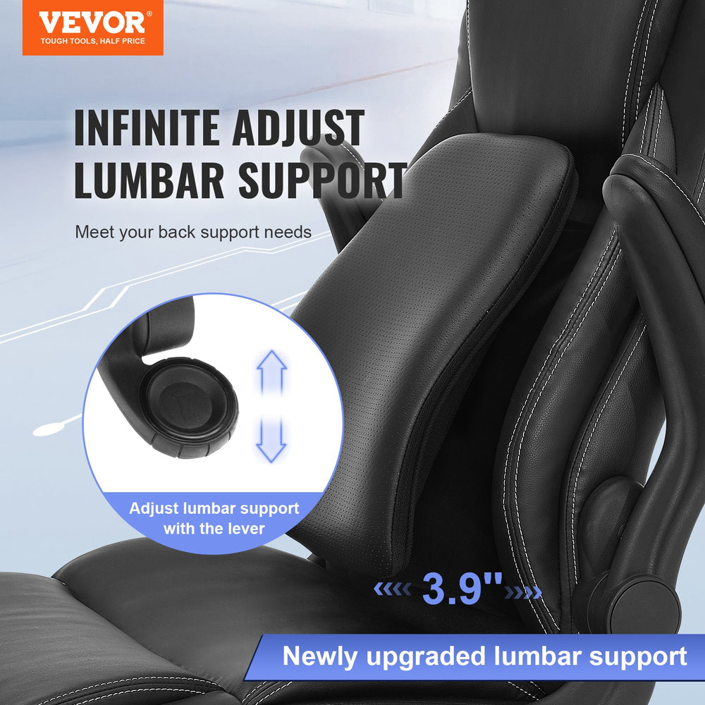 Vevor Executive Office Chair PU Leather with Adjustable Lumbar Support Flip-Up Arms and 300 Lbs Capacity New
