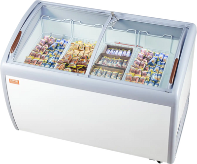 Vevor Ice Cream Display Commercial Freezer 12.8 Cu. Ft. with 4 Wire Baskets and Sliding Glass Doors New