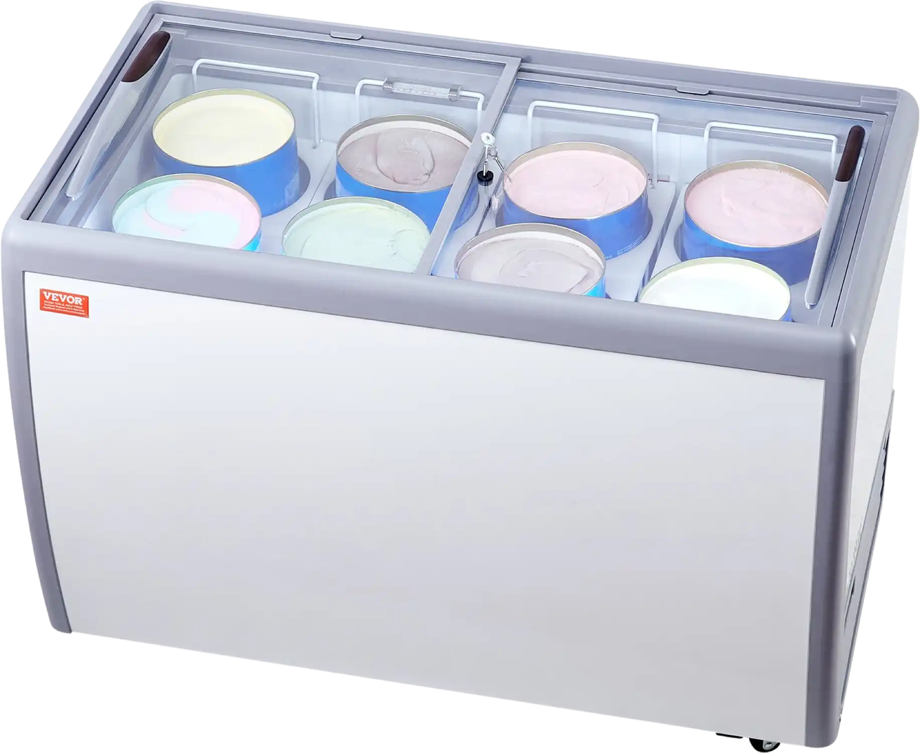 Vevor Ice Cream Display Commercial Freezer 13.1 Cu. Ft. Holds 8 Tubs with Sliding Glass Doors New