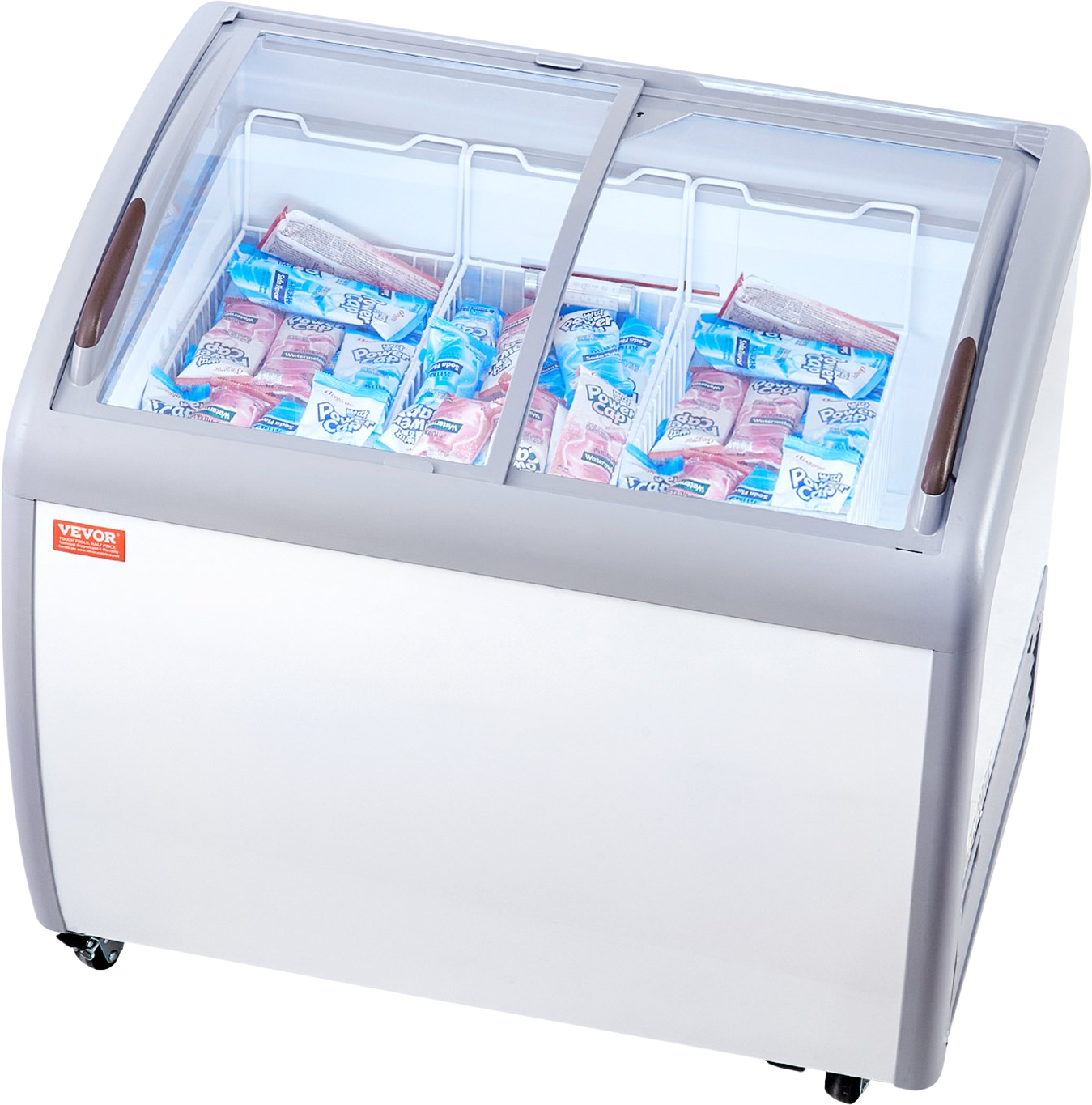 Vevor Ice Cream Display Commercial Freezer 9.3 Cu. Ft. with 3 Wire Baskets and Sliding Glass Doors New