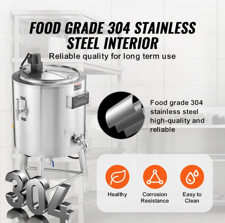 Vevor Commercial Milk Pasteurizer 26.4 Gal Stainless Steel Auto Temp Control 220V 3-Phase New