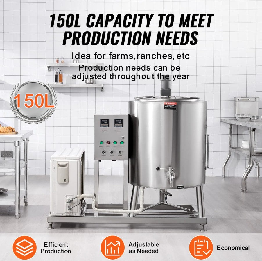 Vevor Commercial Milk Pasteurizer 40 Gal Stainless Steel New