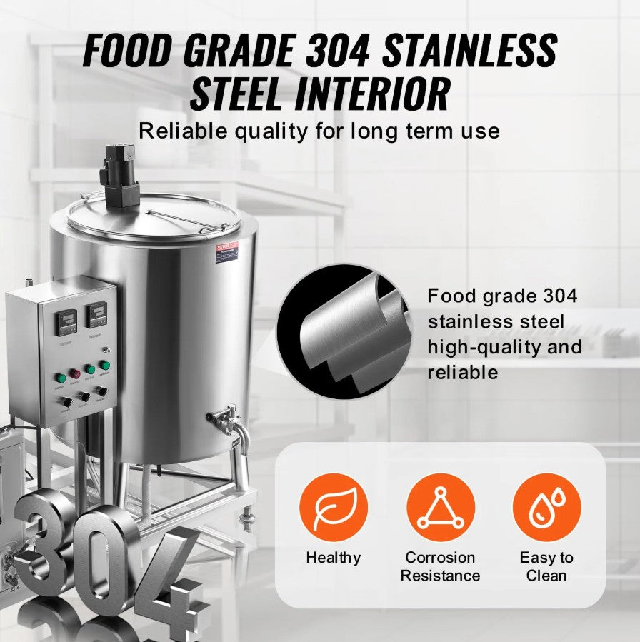 Vevor Commercial Milk Pasteurizer 40 Gal Stainless Steel New