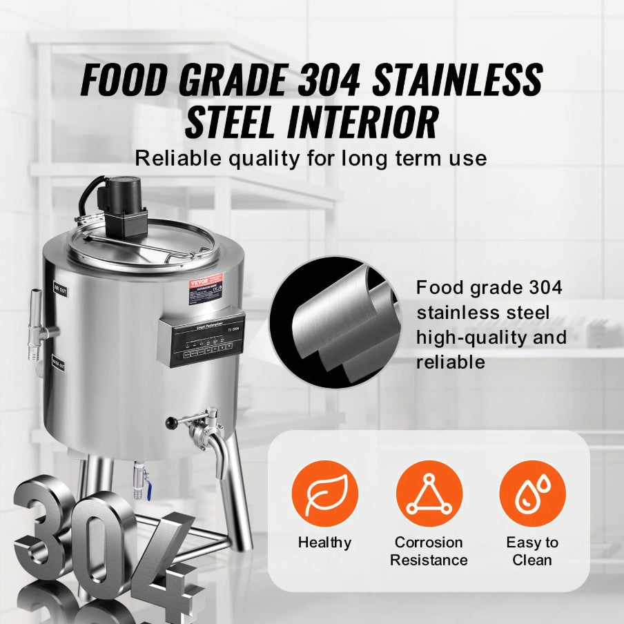 Vevor Commercial Milk Pasteurizer 7.9 Gal Stainless Steel for Milk and Plant-Based Alternatives New