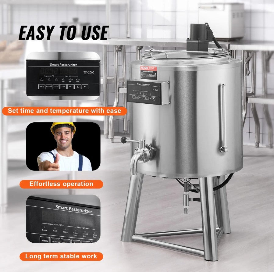 Vevor Commercial Milk Pasteurization Machine 13.2 Gal Stainless Steel New