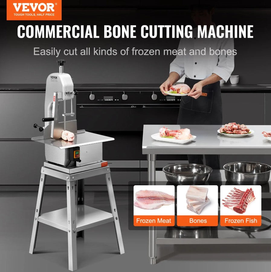 Vevor Electric Meat Bandsaw 850W Commercial Stainless Steel 7.09" Cut Thickness New