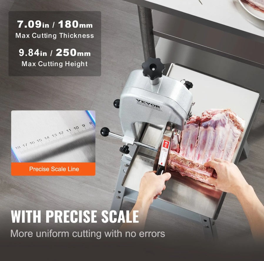Vevor Electric Meat Bandsaw 850W Commercial Stainless Steel 7.09" Cut Thickness New