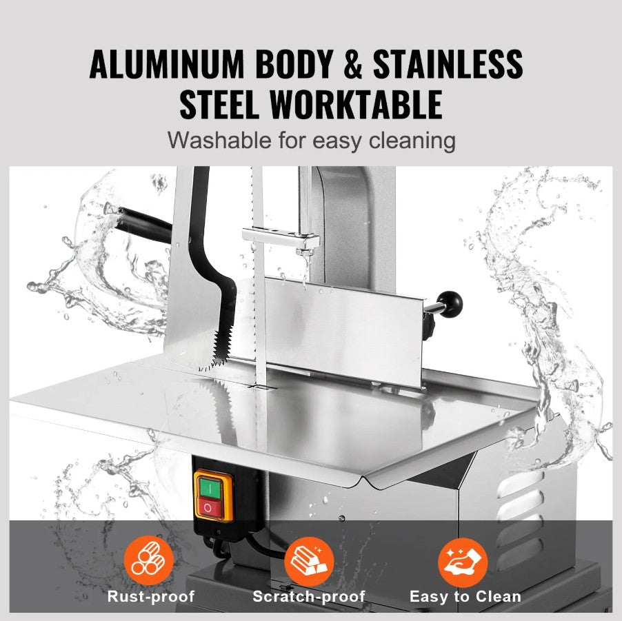 Vevor Electric Meat Bandsaw 850W Commercial Stainless Steel 7.09" Cut Thickness New