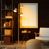 64-inch golden 3-light LED floor lamp with rotatable shades, perfect for living room or bedroom lighting.