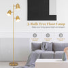 64-inch golden 3-light floor lamp with rotatable shades, ideal for living room or bedroom lighting and decor.