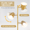 64-inch golden 3-light LED floor lamp with adjustable lampshades for versatile lighting in living room or bedroom.
