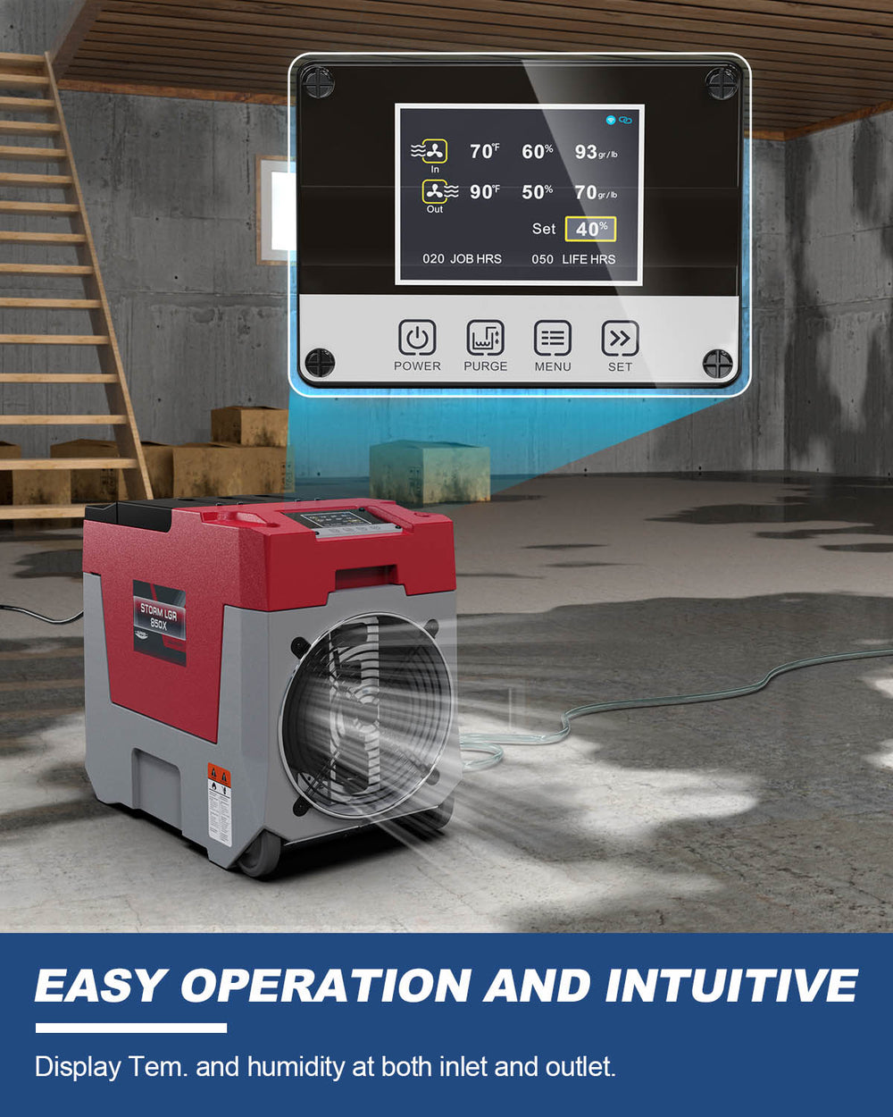 AlorAir LGR 850X Smart Wifi Basement/Garages Dehumidifier 85 Pints 180 PPD 2300 Sq. Ft. with Condensate Pump Red New
