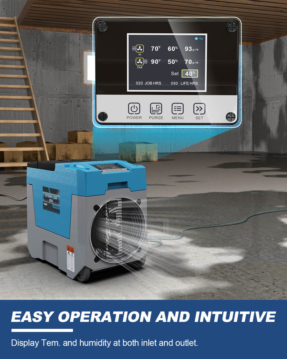 AlorAir LGR 850 Storm Industrial Commercial Dehumidifier 85 Pints 28 Gal. 2300 Sq. Ft. with Condensate Pump New