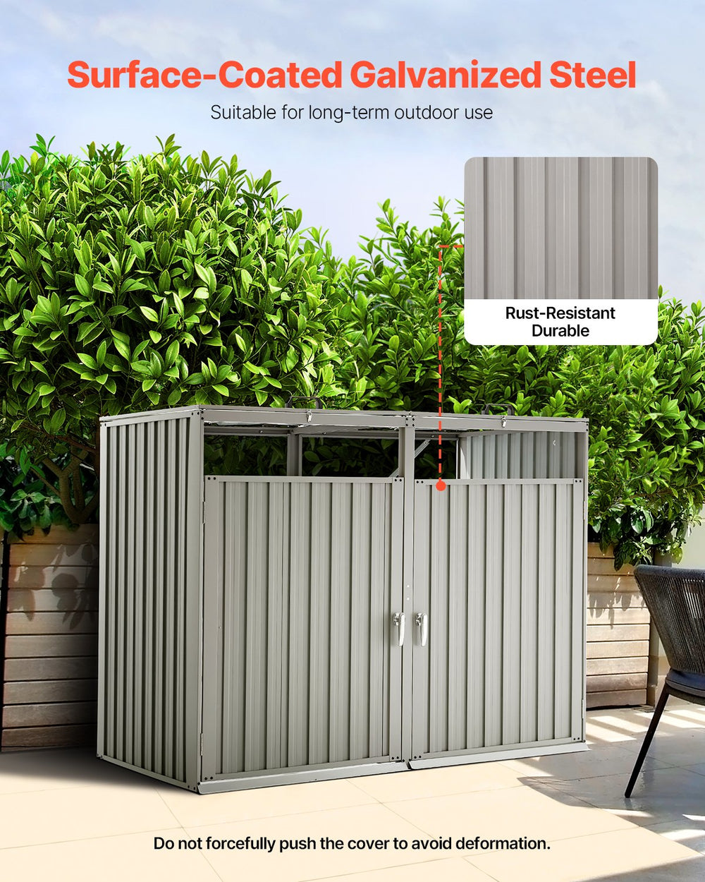 Vevor Trash Can Storage Shed for Two 52.79 Gallon Bins with Lockable Doors and Easy Access Entry New
