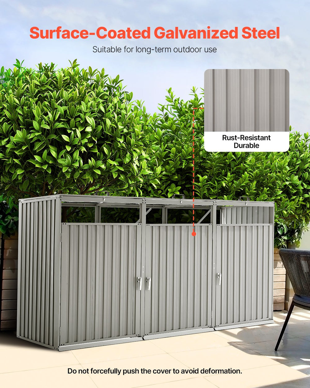 Vevor Trash Can Storage Shed for Three 52.79 Gallon Bins with Lockable Doors and Easy Access Entry New